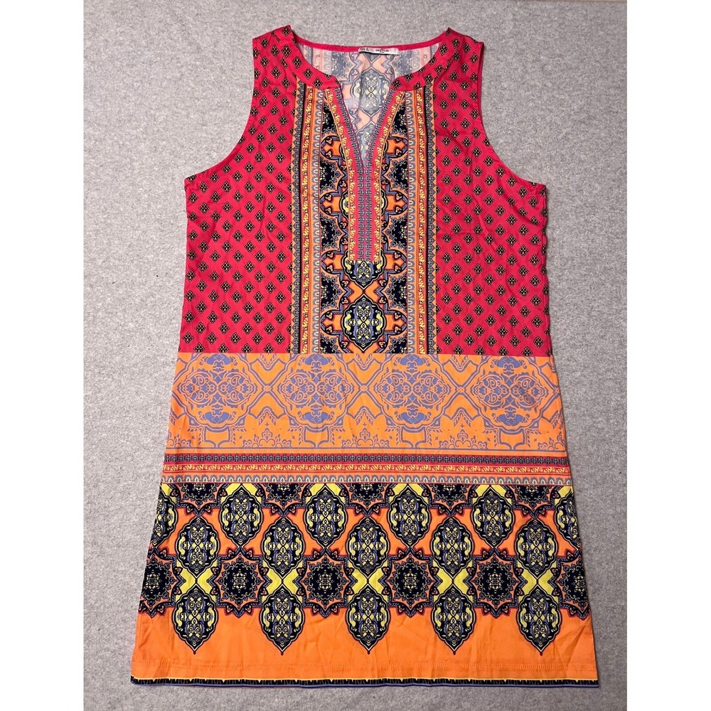 Grifflin Paris Shift Dress Small Sleeveless Boho Ethnic Print‎ Casual Multicolor